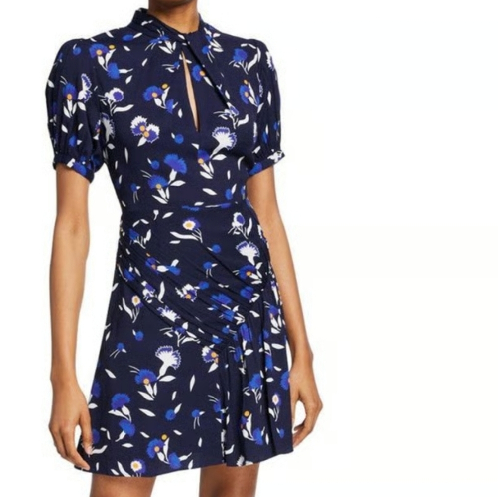 SELF PORTRAIT NAVY BOTANICAL PRINTED MINI DRESS;SIZE:US-4 - Picture 1 of 15